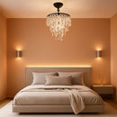 Small Black Crystal Chandelier Flush Mount With Raindrops