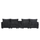 123*55'Modern U-shaped Sectional Sofa with Console,Cup Holders and USB Charger,6 Seat Upholstered Symmetrical Indoor Furniture,Comfy Chenille Cloud Couch with Chaise for Living Room,Apartment,5 Colors