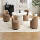 Set Of 1 Upholstered Kitchen & Dining Room Barrel Chair, Mid Century Modern Round Velvet Dining Chair, 360 Degree Swivel Comfy Armless Accent Makeup Vanity Side Chair for Bedroom Living Room