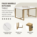 TOPMAX Modern Dining Table Set for 6 Faux Marble Kitchen Table Set with 6 Upholstered Dining Chairs, 7-Piece, White+Golden
