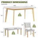 6PCs Dining Room Table Set, Rustic Farmhouse Dining Room Rectangular Table with 4 Upholstered Chairs and Bench, Solid Wood Kitchen Dining Table Set for 6 Persons