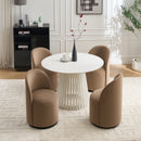 Set Of 1 Upholstered Kitchen & Dining Room Barrel Chair, Mid Century Modern Round Velvet Dining Chair, 360 Degree Swivel Comfy Armless Accent Makeup Vanity Side Chair for Bedroom Living Room