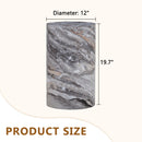 Simple Grey Marble Textured Cylindrical Coffee Table MDF Material 12-Inch Diameter x 19.7 Inch Height