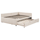 Full Size Upholstered L-Shaped Upholstered Daybed with Twin
Size Pop Up Trundle, Beige