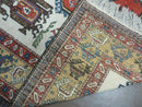 7' X 10' Vintage Handmade Knotted Turkish Wool Rug Birds Animal Ivory Organic
