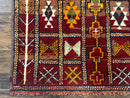 Moroccan Berber Tribal Rug 3x5, Geometric Area Rug, Red Orange Brown
