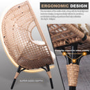 New Grid Style  PE Wicker Weaving Patio Egg Chair with Natural Color Rattan Beige Cushion