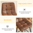 Techno-Fabric Bar Chair Set - Comfortable Brown Chairs with Black Metal Legs and Ergonomic Design