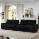 Modern 4-Seater Corduroy Sofa Couch with USB Ports and Hidden Storage in Black