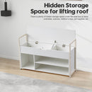39'Shoe Storage Bench, Entryway Bench with Lift Top Storage Box, Metal and Board Bench for Entryway, Two Tier Shoe Rack Organizer for Entryway, Bedroom, Hallway, Industrial,  white
