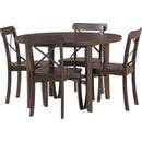 TREXM 5-piece Dining Set, Retro Simple Round Table and 4 Chairs with X-shaped Backrest for Kitchen, Dining Room and Living Room (Espresso)