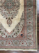 Silk Turkish Kayseri Rug 2x3, Very Finely Hand Knotted, Semi Open Field, Vintage, Silk Pile on Silk Foundation, 300 KPSI