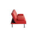 67-inch Red Leather Multifunctional Double Folding Sofa Bed with Coffee Table for Office Use
