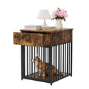 Dog Crate Furniture, Dog House, Decorative Dog Kennel with Drawer, Indoor Pet Crate End Table for Small Dog, Iron-Tube Dog Cage, Chew-Proof