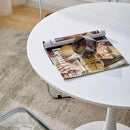 White Round Table, Modern Dining Table, MDF Top and Steel Base Tulip Round Kitchen Table, Mid Century Coffee Table for Living Room 24 Inch