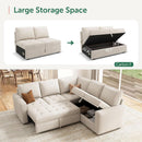 Beige Modular Sleeper Sectional Sofa With StorageBin