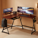 Vista L Shape Desk With Adjustable Monitor Stand Cherry