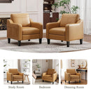 Brown PU Leather Accent Armchair With Removable Cushions