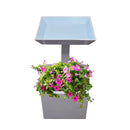 Modern Square Cast Aluminum 35-in Bird Bath and Planter Vase Combo