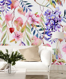 Pink and Violet Colors of Floral Wallpaper
