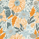 Grey and Orange Floral Wallpaper