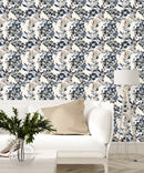 Black Flowers on White Wallpaper