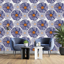 Voguish Blue Flowers Wallpaper Chic