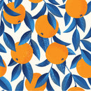 Oranges with Blue Leaves Wallpaper