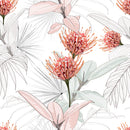 Light Wallpaper with Flowers and Leaves