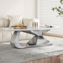 Modern Sintered Stone Tabletop Coffee Table with Stainless Steel Base - Elegant and Durable Living Room Centerpiece