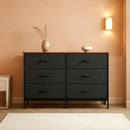 Black Rustic Dresser With TV Stand And Six Drawers