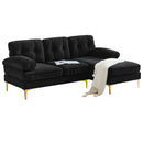 82.6' Modern Sectional Sofas Couches Velvet L-Shaped Couches for Living Room, Bedroom, Black