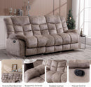 Manual Recliner Sofa Set Memory Foam Cushions Brown