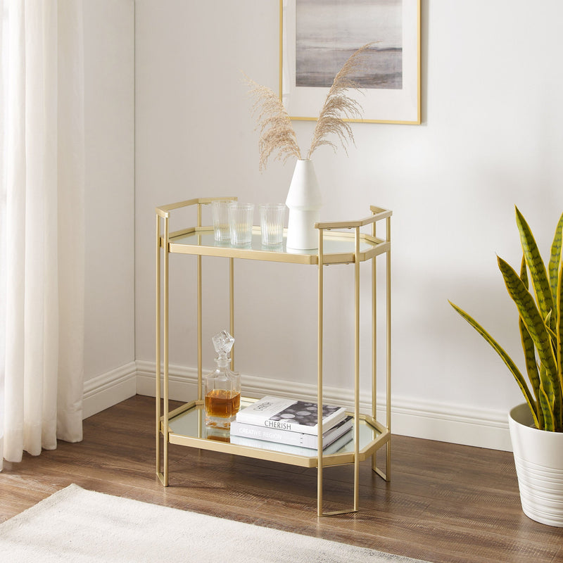 26" Metal Accent Table with Mirrors
