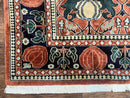 Indo Persian Bidjar Rug 8x10, Red and Black, Handmade Vintage Wool Carpet