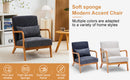 Mid-Century Modern Accent Chair, Arm Chair Living Room Chairs with Pillow Upholstered Reading Chair with Solid Wood Frame &  Living Room Bedroom Balcony (Antique Dark Grey)