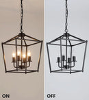 UL Black Industrial Lantern Chandelier 4 Light Pendant