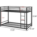 Twin Metal Low Bunk Bed With Guard Rails And Ladder