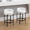 26 Inch Round Faux Leather Bar Stools Set Of 2 White