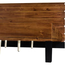 Mid-Century Modern Solid Wood Bed Frame King Size Platform Bed with Six-Piece Headboard Design, No Box Spring Needed, Brown
