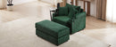 Modern Style Single Sofa Couch with Storage, USB Ports, Cup Holders, Green Corduroy