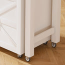 Modern Kitchen Island with Extendable Dining Table & Power Outlet, White MDF, 74.8'