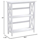 Montego 3 Shelf Bookcase White Modern X Design Storage
