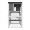 Gray Wooden Catio Outdoor Cat house Enclosure with Waterproof Top, 3 Platforms & 2 Napping House Small Pet Animal Cage
