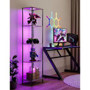 Display Shelf Floor Lamp With RGBW Light Gray Five Tier