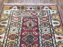 Turkish Caucasian Rug 4x7, Vintage Hand-Knotted Wool Turkish Talish Carpet 4 x 7, Cream, Burnt Orange Carmine Red Area Rug, Bohemian Rug