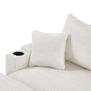 Modern Style Single Sofa with Storage, Movable Ottoman, USB Ports, Cup Holders, Phone Holder, Beige Corduroy, 41.7'