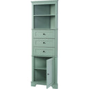 Green Triangle Tall Cabinet with 3 Drawers and Adjustable Shelves for Bathroom, Kitchen or Living Room, MDF Board with Painted Finish