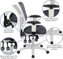 Nicholas Gray And White Mesh Mid Back Swivel Office Chair With Adjustable Lumbar