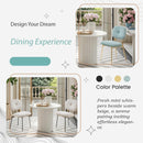 Modern 4-Person Dining Set with Bamboo & MDF Table and Turquoise & Beige Fabric Chairs - Metal Legs, Space-Saving Design